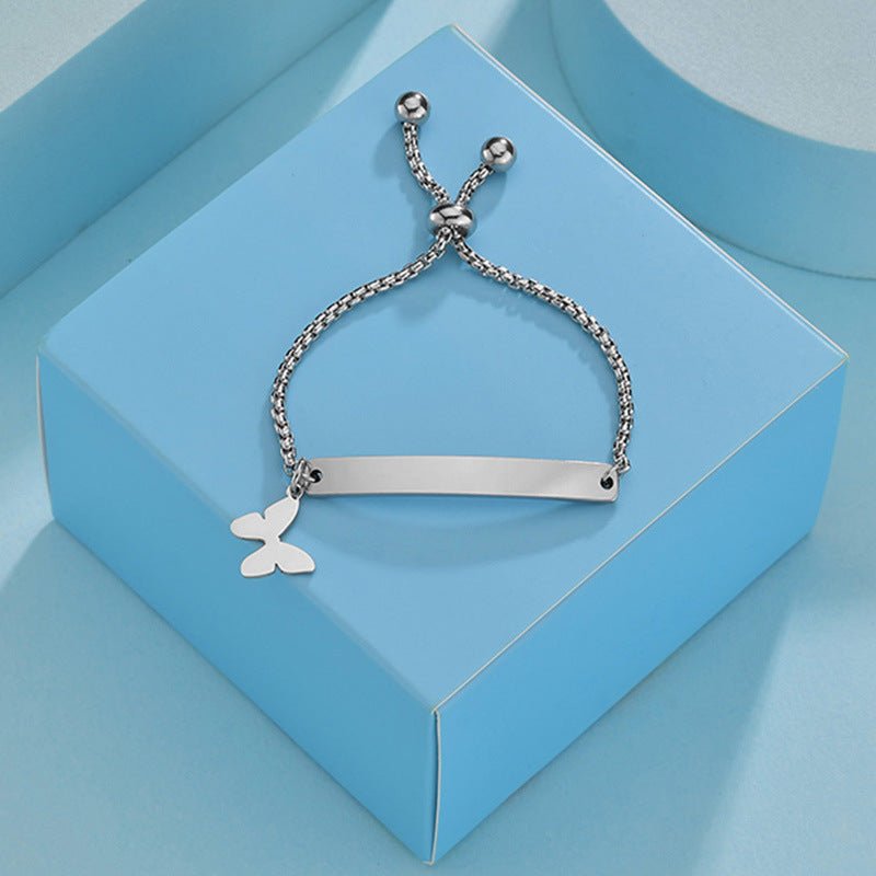 Luxe Engraved Charm Bar Bracelet