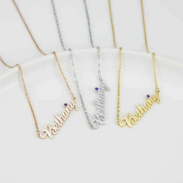 Birthstone Name Necklace