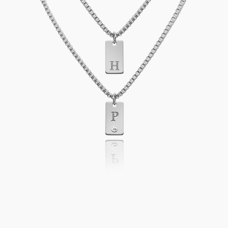 Elegant Initial Charm Layered Necklace - Customcuff