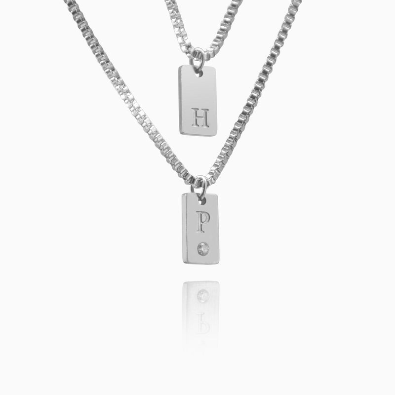 Elegant Initial Charm Layered Necklace - Customcuff