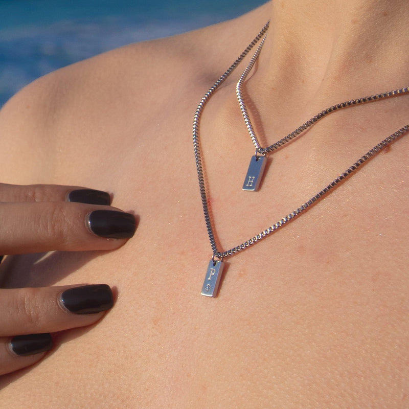 Elegant Initial Charm Layered Necklace - Customcuff