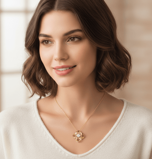 Four-Leaf Clover Name Necklace with Cubic Zirconia