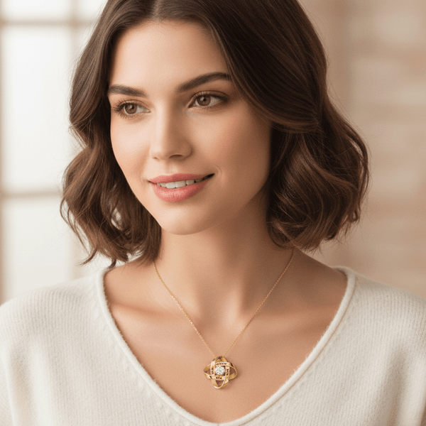Four-Leaf Clover Name Necklace with Cubic Zirconia