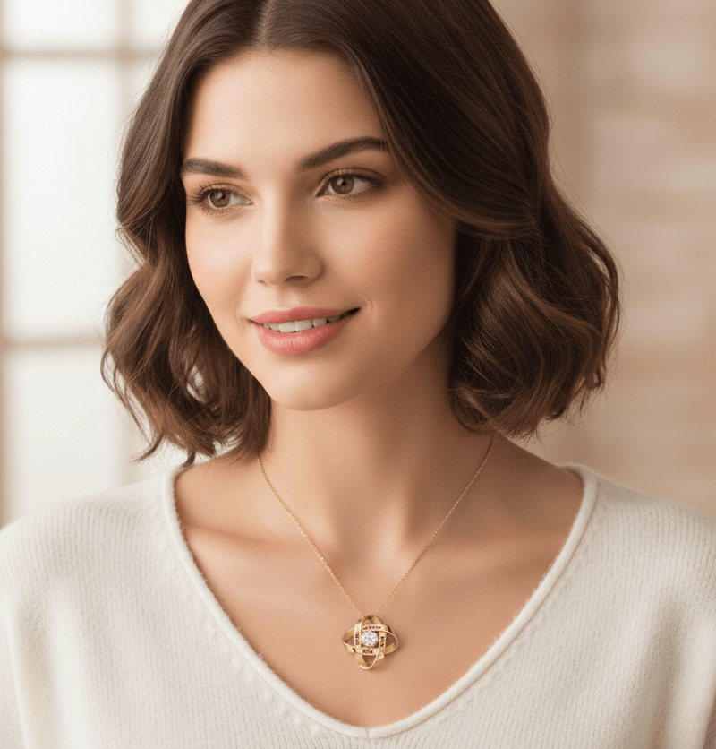 Four-Leaf Clover Name Necklace with Cubic Zirconia