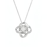 Four-Leaf Clover Name Necklace with Cubic Zirconia