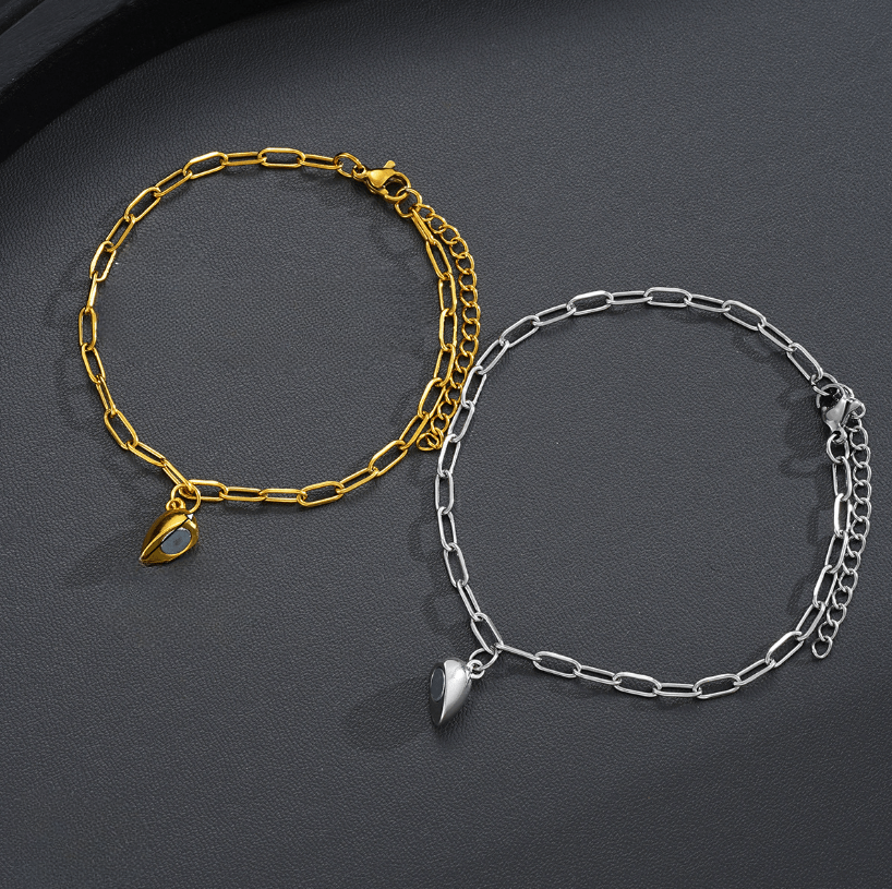Magnetic Chain Heart Bracelet Set