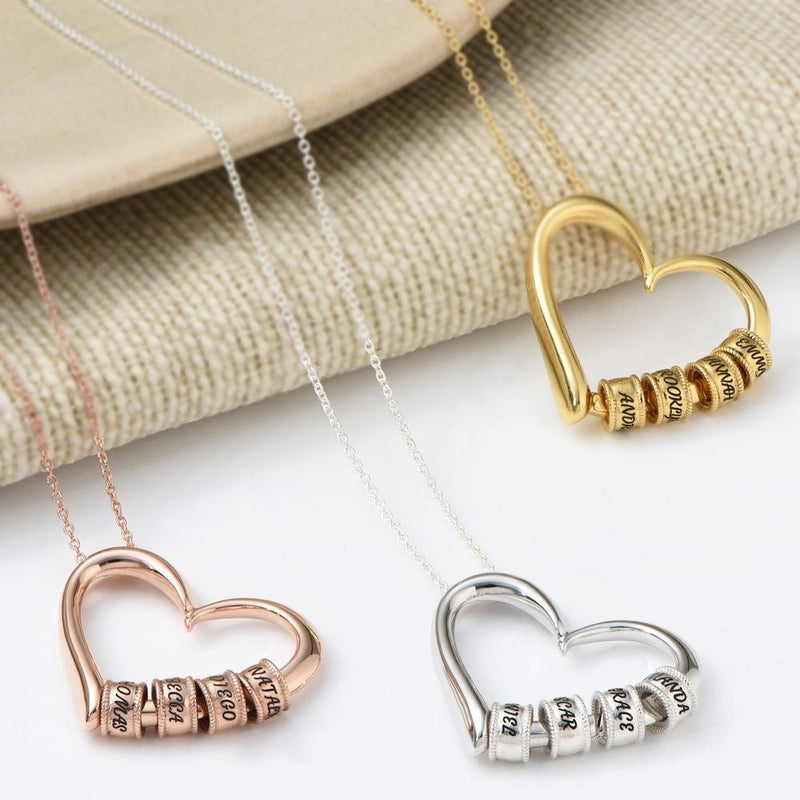 Elegant Heart Necklace with Custom Beads