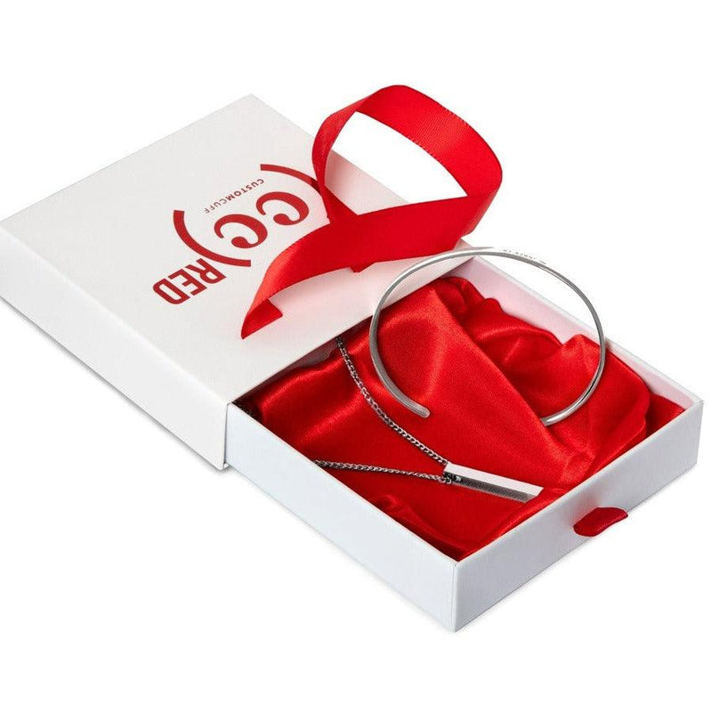 (CUSTOMCUFF)RED Cuff and Bar Necklace Bundle - Customcuff