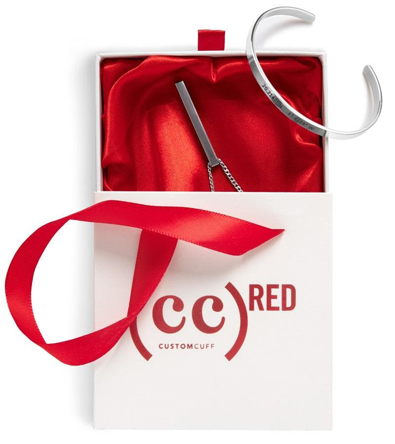 (CUSTOMCUFF)RED Cuff and Bar Necklace Bundle - Customcuff