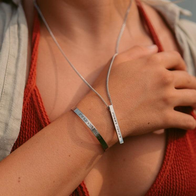 (CUSTOMCUFF)RED Cuff and Bar Necklace Bundle - Customcuff