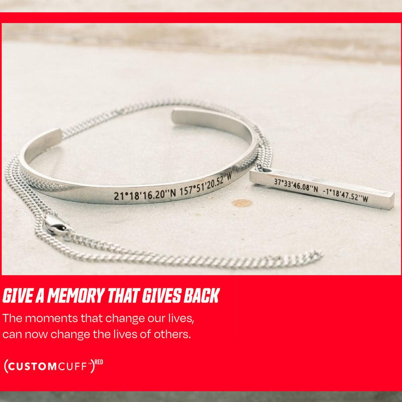 (CUSTOMCUFF)RED Cuff and Bar Necklace Bundle - Customcuff