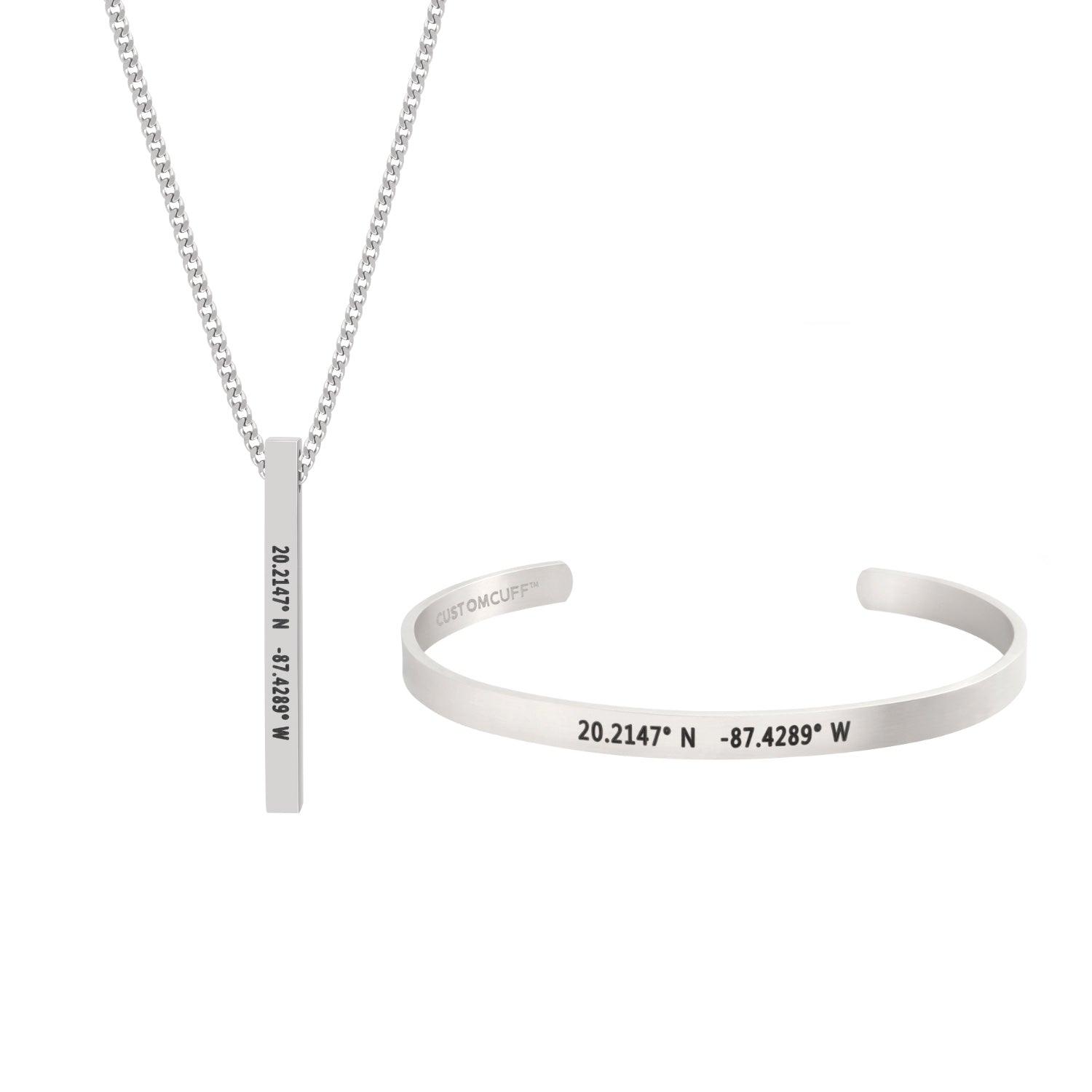 (CUSTOMCUFF)RED Cuff and Bar Necklace Bundle - Customcuff