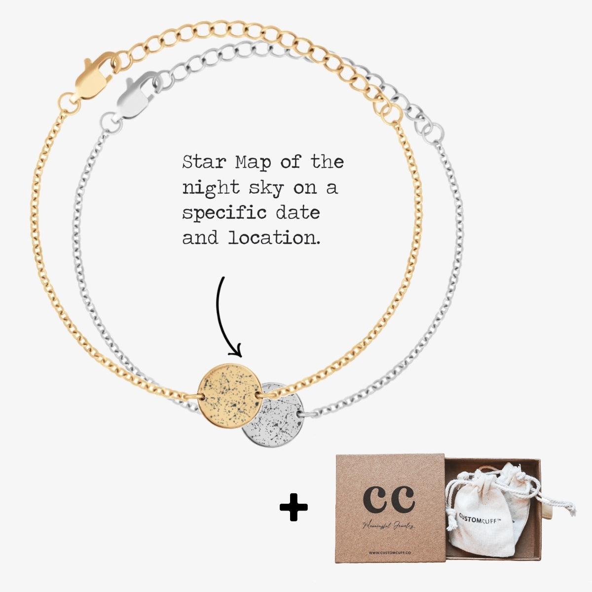 Custom Minimal Star Map Bracelet Set - Customcuff